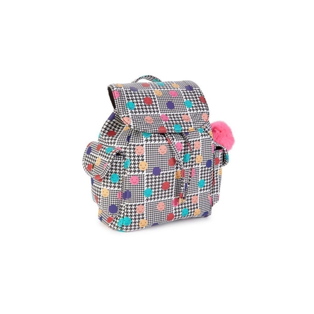 NWT Kid's Emoji-Print & Faux Fur Pom Pom Y2K Backpack